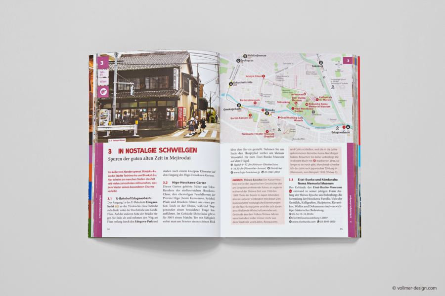 Labyrinth Tokio travel guide book inside with area map of Mejirodai